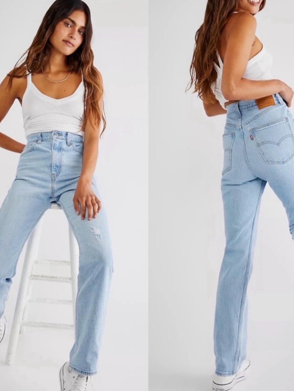 Levi's Light Blue High-Rise Slim 70s Straight Jeans - size 30